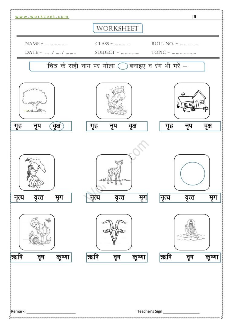 'ऋ' की मात्रा के शब्द- ('Ri' ki matra ke Shabd, vakya, Worksheet ...
