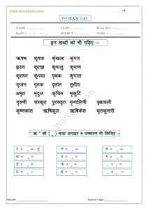 Ri ki matra ke Shabd, Vakya, Worksheet PDF 12