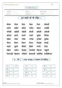 Ae ki matra ke Shabd, Vakya, Worksheet PDF 9