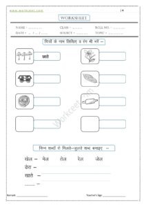 Ae ki matra ke Shabd, Vakya, Worksheet PDF 4