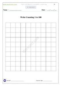 Counting Writing 1-100 Worksheet 9