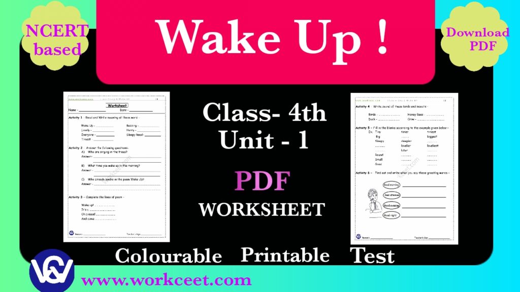 Class 4th English Chapter 1 Wake Up! Download PDF Worksheet NCERT/CBSE 5