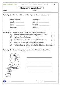 Neha's Alarm Clock Class 4th PDF Worksheet Download 3 NCERT/CBSE