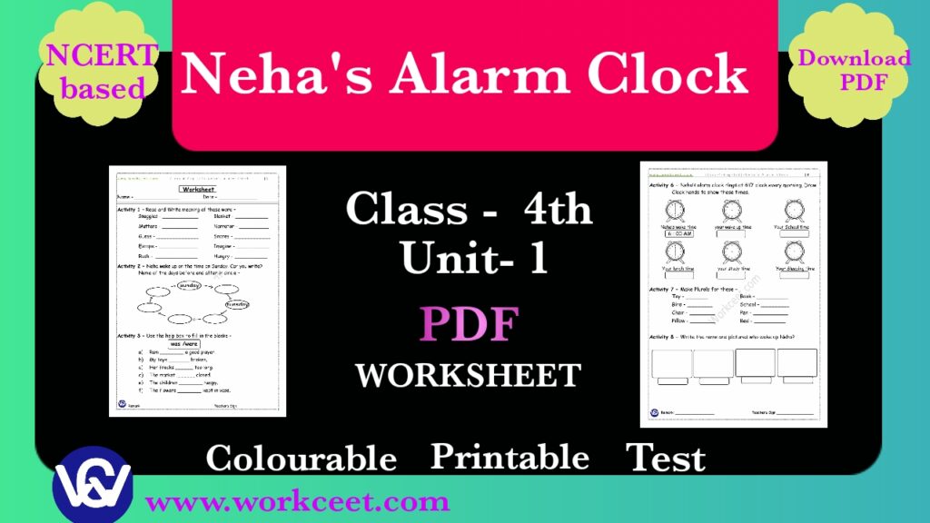 Neha's Alarm Clock Class 4th PDF Worksheet Download 6 NCERT/CBSE