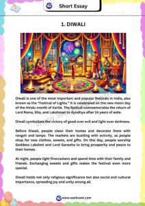 Short essay in English Workceet Diwali