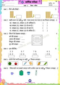 Annual Examination Paper for NCERT syllabus Download PDF class 1st and 2nd Hindi, English, Math